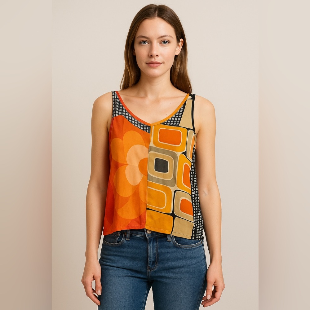 Anthropologie Tiny Sleeveless Geometric Abstract Tank Top | XS